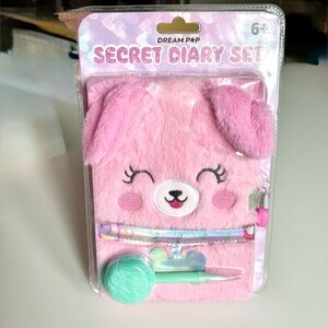 Dream Pop Pink Puppy Secret Diary Set for Kids with a Lock/Keys and Pom-Pom Pen
